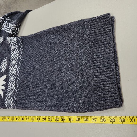 Old Navy Mens Fair Isle Crewneck Sweater Size XL Cream Black Gray Bear Cozy - Picture 10 of 12